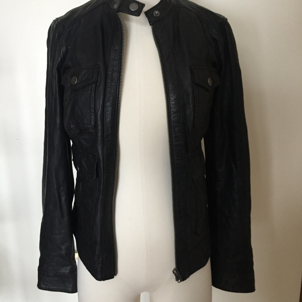 XS Lucky Brand 100% Lamb Leather Jacket - Picture 2 of 6